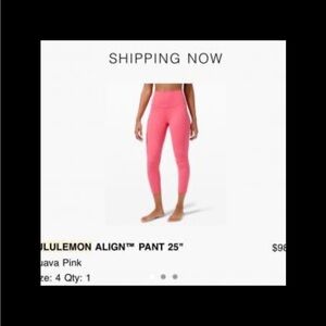 lululemon guava pink align leggings 25 ”